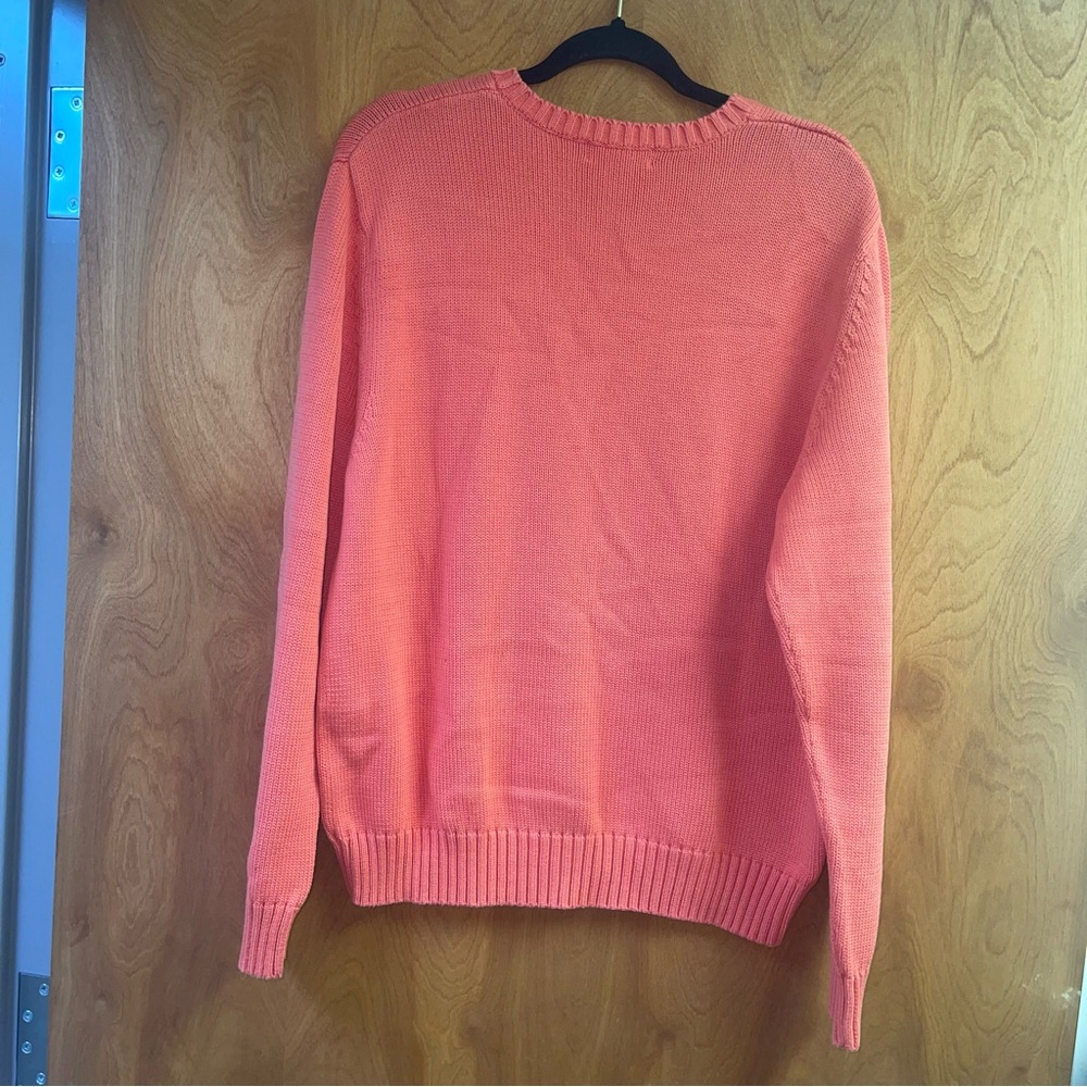 Lands' End Men’s Pullover Sweater Size Medium Orange/Coral - Picture 5 of 10